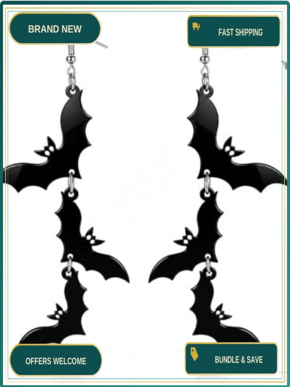 Bat Dangle Earrings Acrylic French Wire Drop Halloween Party Jewelry